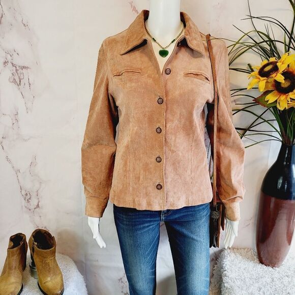 Vintage Anonymous blush suede shirt jacket - Picture 5 of 6